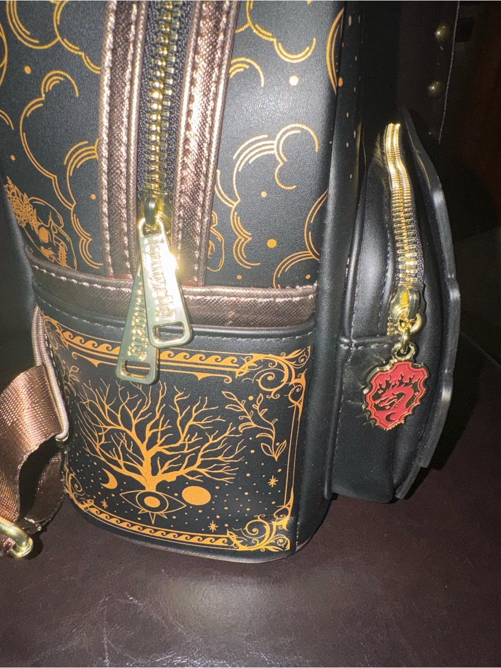 Loungefly Black & Gold 'Book Stack' Mini Backpack with Multicolor Book Appliques - Picture 4 of 9